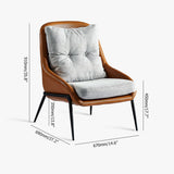 Brown Nordic Accent Chair Cotton & Linen Upholstered Carbon Steel in Black
