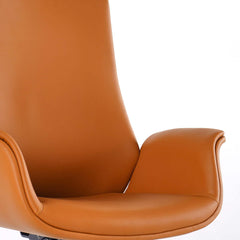 Modern orange task chair with comfortable PU leather upholstery