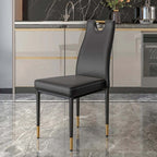 Modern upholstered dining chair in black set of 2 with carbon steel legs