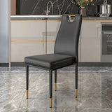 Modern Upholstered Dining Chair in Black Set of 2 with Carbon Steel Legs