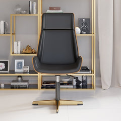 Black modern wooden executive writing desk and chair set for home office, 71 inches