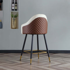 Beige PU leather bar stool with comfortable full back and arm support