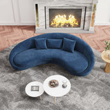 Modern 63" Pink Velvet Curved Sofa Gold Metal Toss Pillow Included