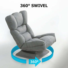 Versatile Light Gray Lounge Chair in Cotton & Linen with Adjustable Backrest