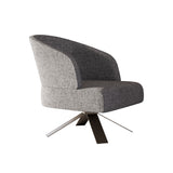 Gray Contemporary Cotton & Linen Upholstered Accent Chair with Stainless Steel Base