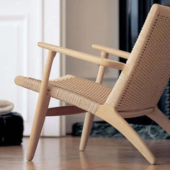 Chic armchair with kraft paper rope woven back and seat design