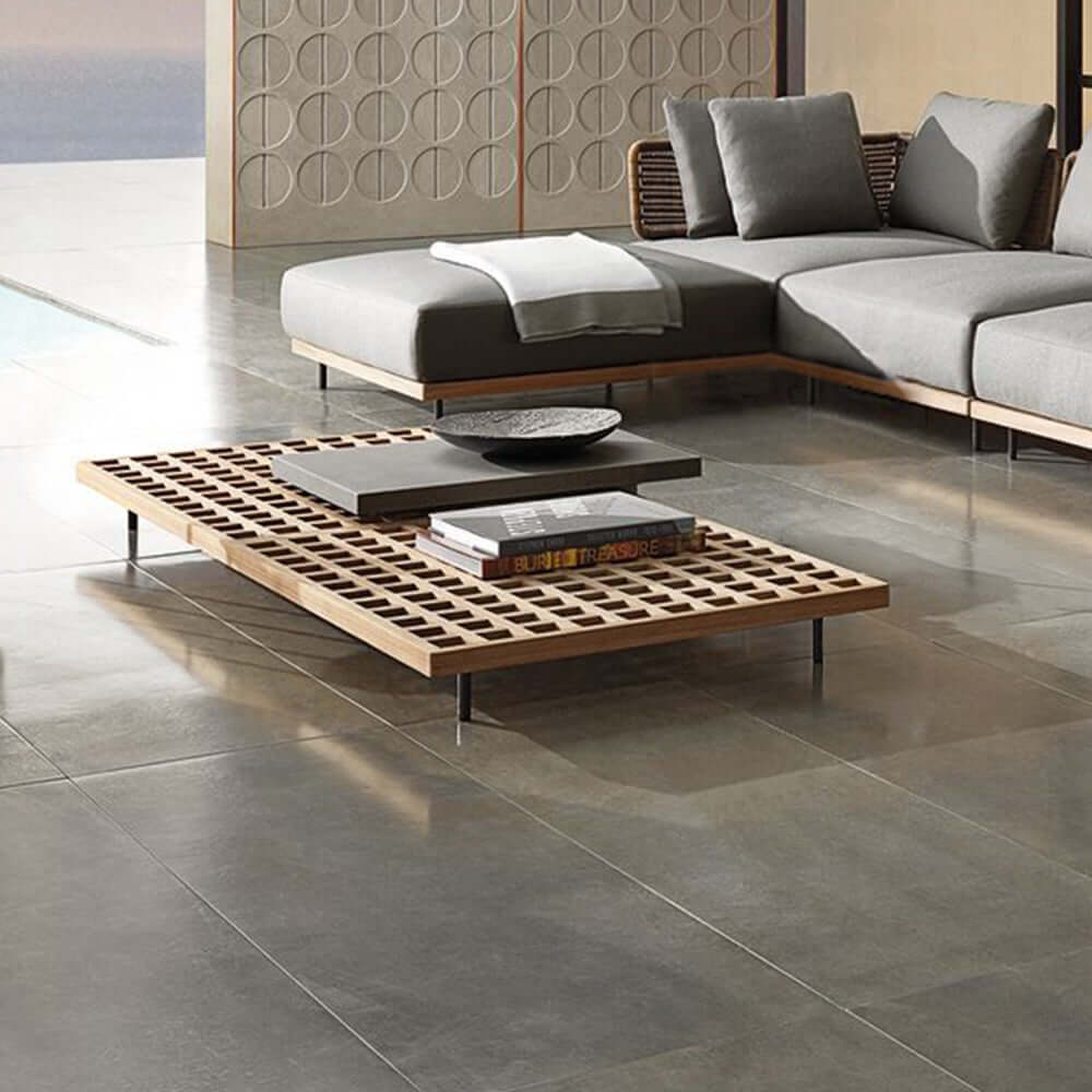 37.4" ワイド モダン アルミニウム & ラタン アウトドア ソファ クッション付き グレー & ブラウン サブ画像