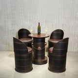 Industrial Bar Stools Set of 2 with Backs Pub Height PU Leather Barrel Bar Stools