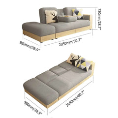 80.7 Gray Modern Full Sleeper Convertible Sofa with Storage