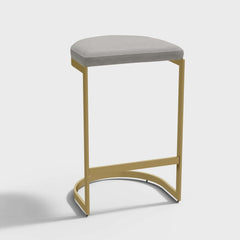 Modern gray PU leather bar stool with gold frame for stylish home decor