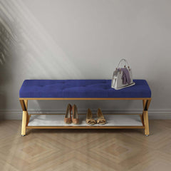 Stylish velvet bench with storage, perfect for the bedroom or entryway