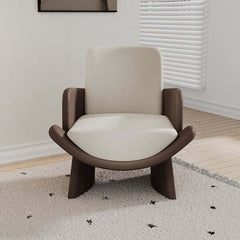 Stylish Modern Arm Chair in Brown and Beige Faux Leather