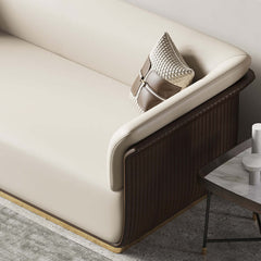 Fashionable off-white and brown sofa with Microfiber Leather Upholstery for 3-seaters