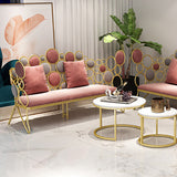 Pink Loveseat Velvet Upholstered Sofa Metal Sofa in Gold Legs 57.1"