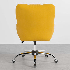 Comfortable and versatile task chair with cotton and linen upholstery, swivel, and adjustable height