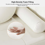 Dodiy 86.6 inch Modern White Leather Sofa with Tufted Upholstery and 5 Pillows for Living Room Decor