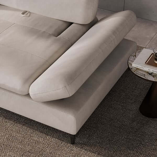 Modern velvet extra deep seat 4 seater sofa with adjustable armrest and backrest in elegant design