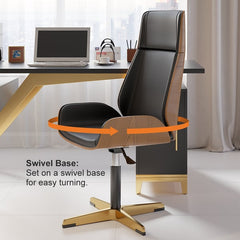 Black modern wooden executive writing desk and chair set for home office, 71 inches