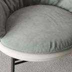 Luxurious Gray & Beige Lounge Chair with Padded Cushion in Velvet & PU leather