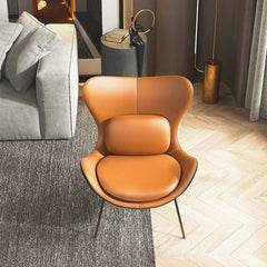 Contemporary orange and black accent chair featuring high-quality PU leather upholstery