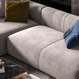 110.2" LShape Gray Velvet Upholstered Sectional Sofa with Left Chaise