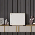 Elegant flip top 2-drawer dressing table with champagne makeup vanity mirror and stool