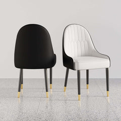 Chic set of 2 white and orange dining chairs with metal legs, upholstered in PU leather for modern dining ambiance