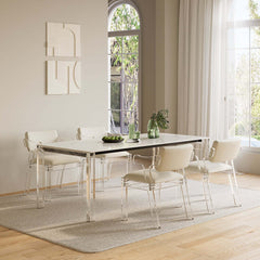 Stylish white dining chair with arms and PU leather upholstery for a modern and luxurious feel