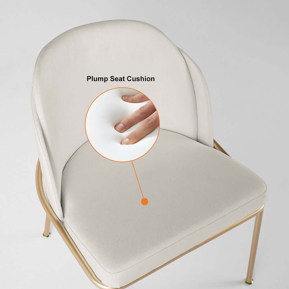 White dining chair upholstered in cotton & linen fabric with elegant gold finish