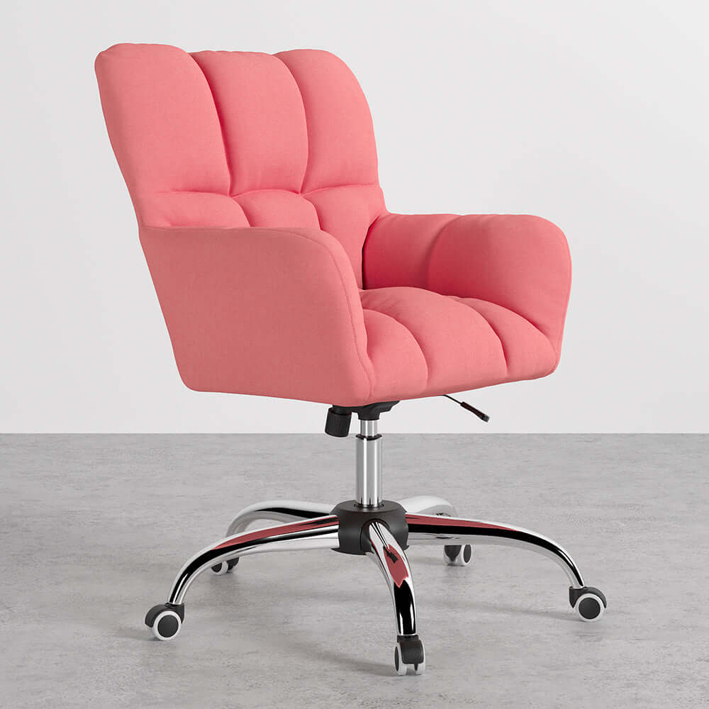Modern office chair designed with cotton and linen upholstery, swivel function and height adjustment for versatility