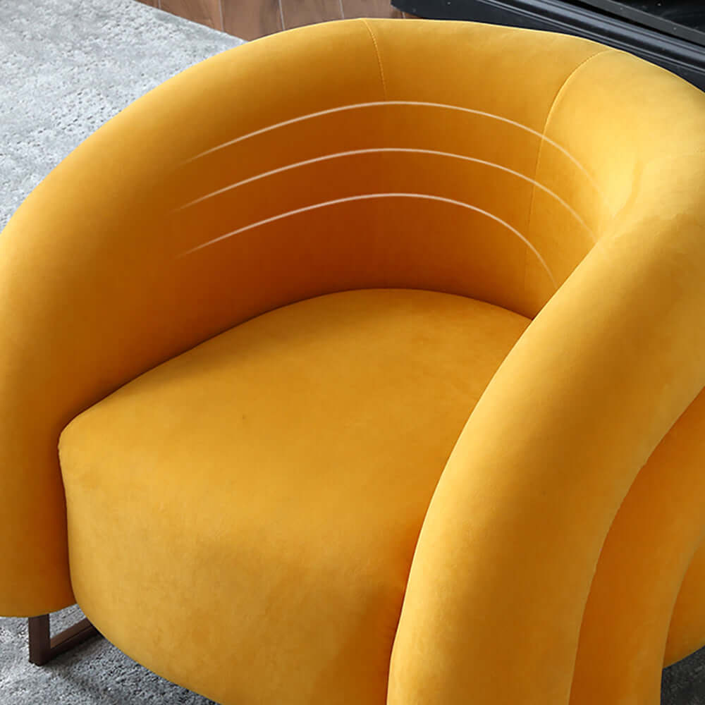 Creative & Modern Yellow Solid Wood & Velvet Accent Chair with Metal Base Secondary image