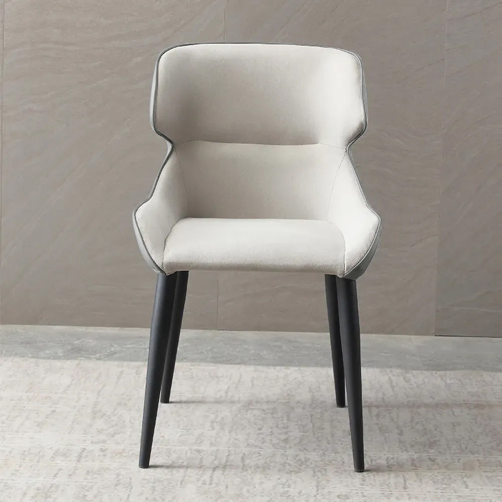 Modern Gray Dining Chair Upholstered Side Chair PU Leather Set of 2