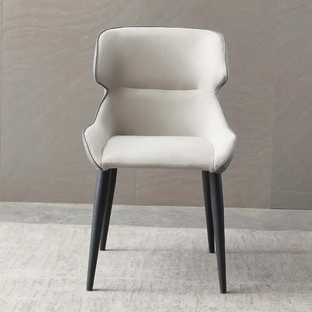 Modern stylish gray dining chair with cushioned PU leather seat