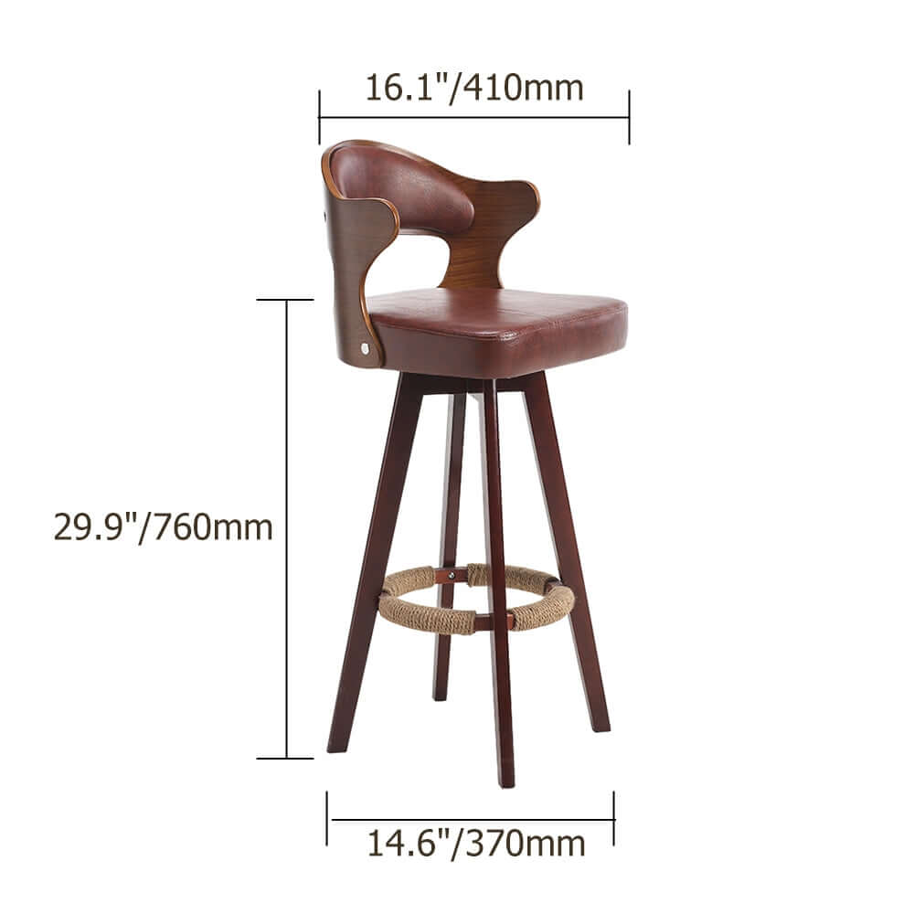 Modern Blue Barstool with Swivel Function - MidCentury Upholstered Counter Stool for Kitchen