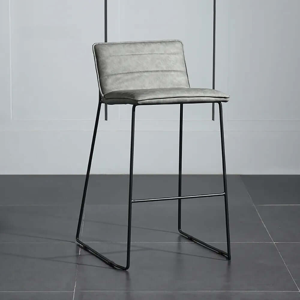 Black PU leather bar stool with 32.3" backrest