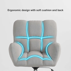 Modern office chair in cotton and linen upholstery with swivel function and adjustable height for comfort