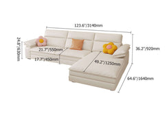 Off White Microfibres Reversible Sleeper Sectional Sofa with Chaise Pull Out Sofa Bed - Stylish Lounge Relaxation Seating