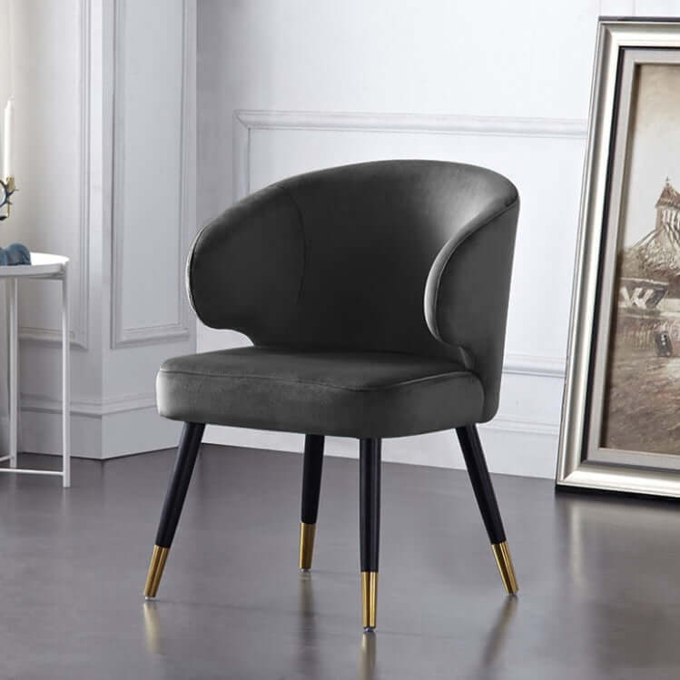 MidCentury gray velvet upholstered dining chairs with armrests, set of 2 Image principale du produit