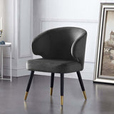 Upholstered Dining Chairs MidCentury Gray Velvet Dining Chairs with Arm (Set of 2)