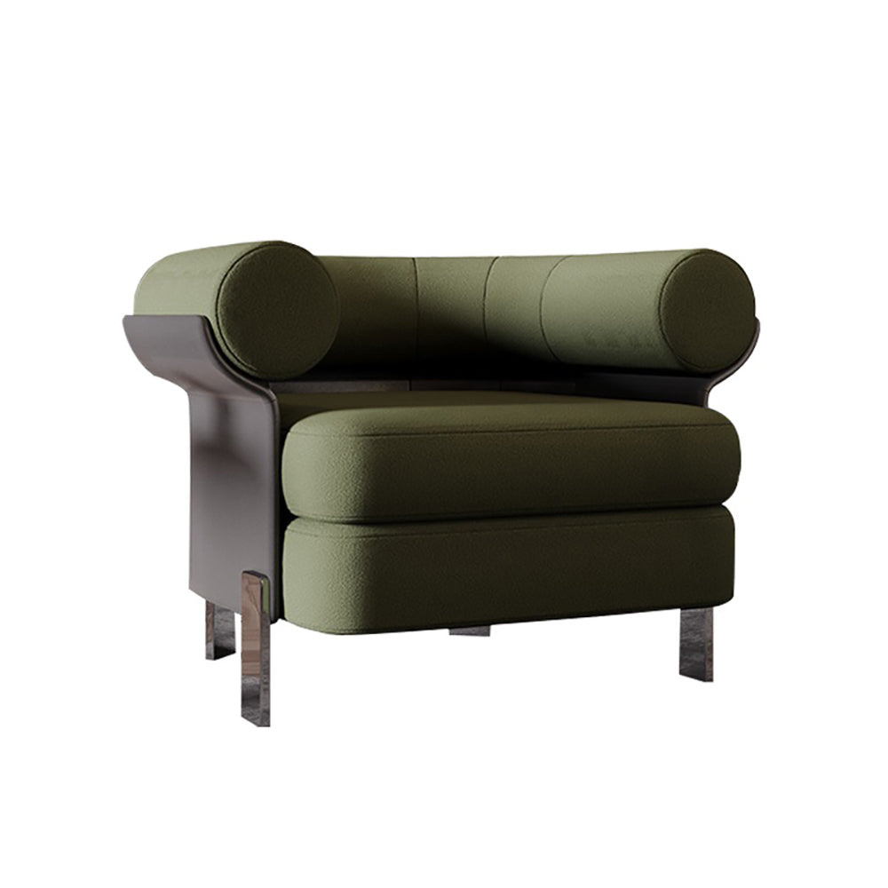 Modern Green Boucle Sherpa Upholstered Accent Chair with Round Back