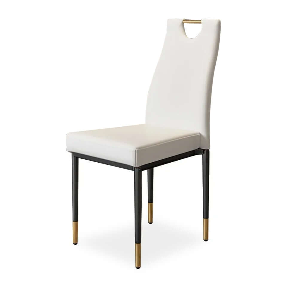 Modern upholstered dining chair in black set of 2 with carbon steel legs