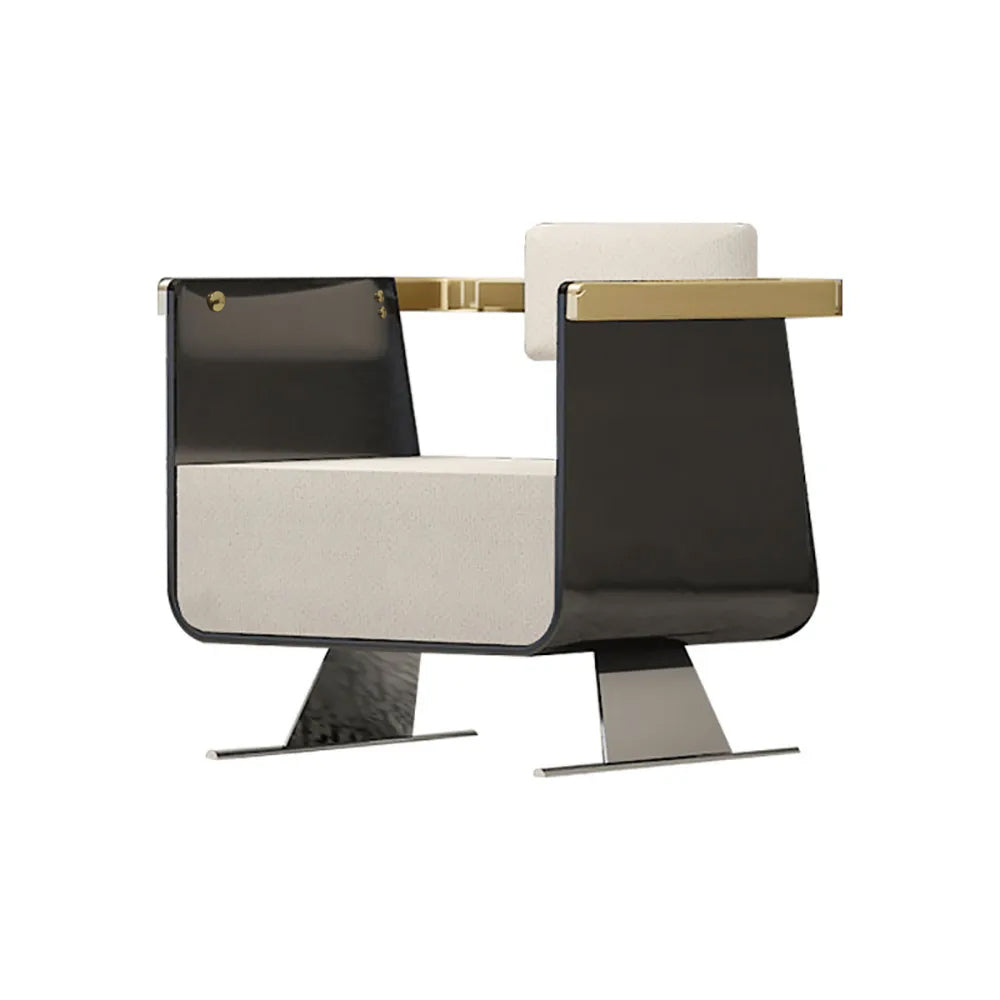 Walnut Modern Accent Chair Upholstered Cotton & Linen Accent Chair
