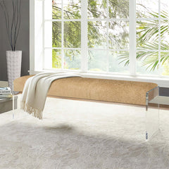 Luxurious Acrylic Base Tufted Bench for Modern Bedroom Decor