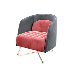 Stylish Pink & Gray Velvet Modern Club Chair with Gold Finish