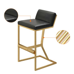 Sophisticated White PU Leather Bar Stool & Counter Stool with Gold Legs and Footrest for Elegant Spaces