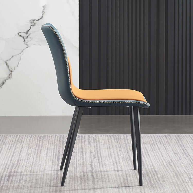 Chic blue dining chair set of 2 with modern upholstered design, durable PU leather material, and stylish addition to any dining room