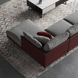 110.2" Gray & Red Corner Sofa LShaped LeathAire Upholstery for Living Room