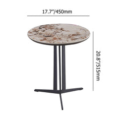 3-Piece Victory Stone Top Coffee Table Set with Faux Leather Stool in Elegant Living Room Design