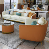 Orange Faux Leather Living Room Sofa with Single Sofa & Loveseat Set of 3