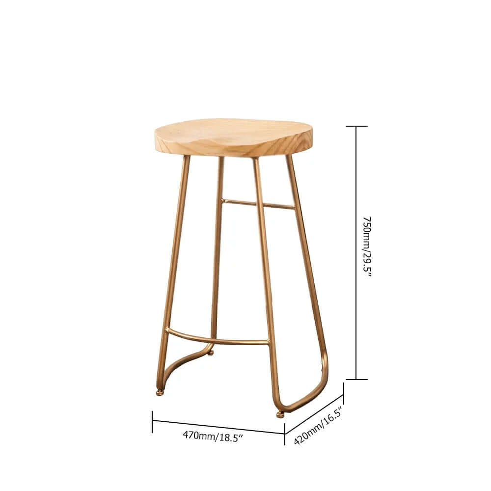 Chic Modern Nature Bar Stool with Gold Leg and Pine Wood Seat for Comfortable Seating Experience